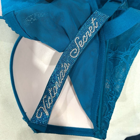 Victoria's Secret Evening Tide Blue Shine Strap Lace Push Up Bra Top 36C - Picture 6 of 7